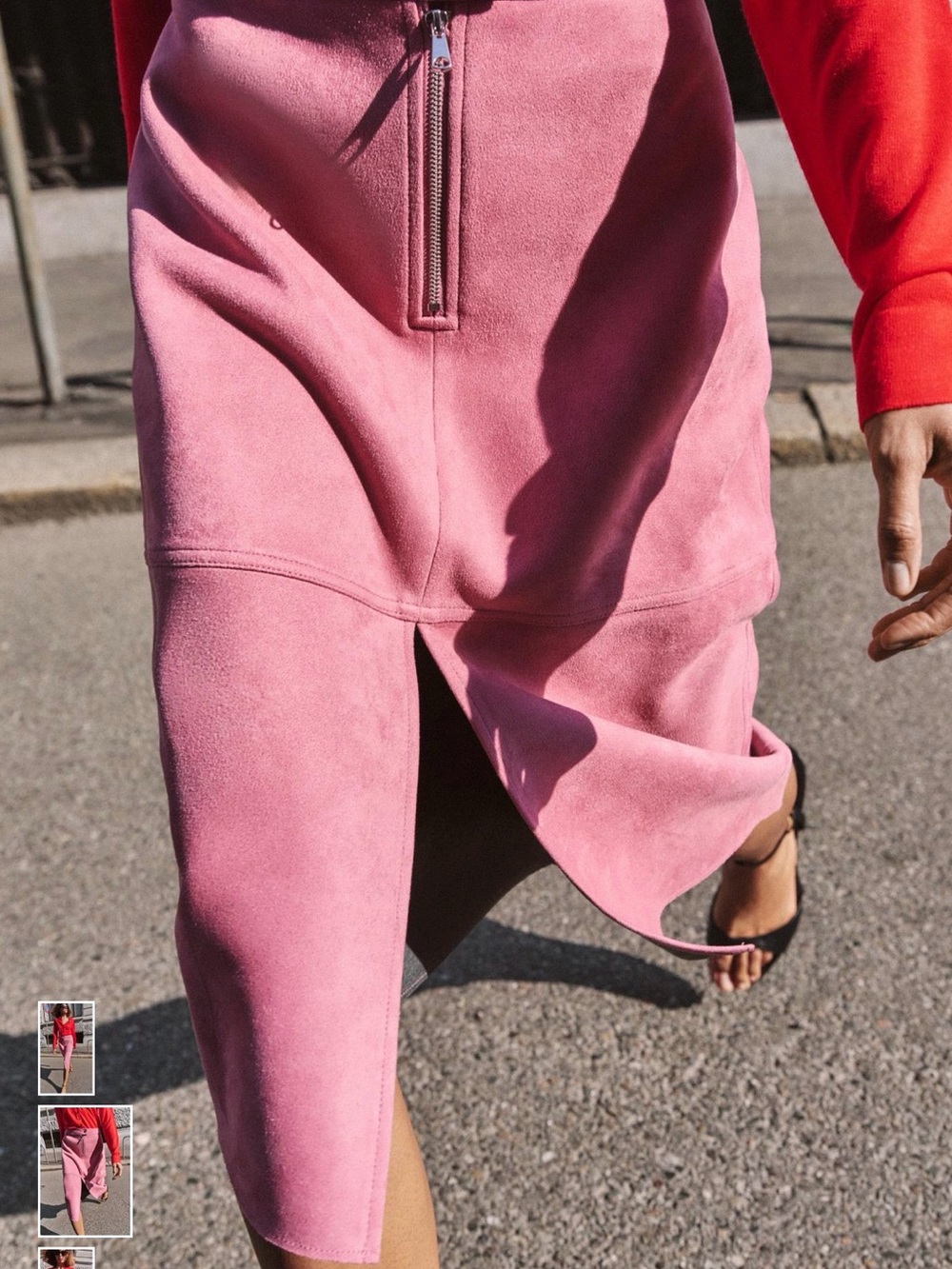 Zara Faux Suede Pink Midi Skirt - Picture 4 of 4